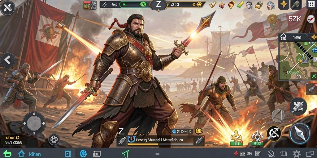 Tampilan utama gameplay strategis 5ZK yang menegangkan.