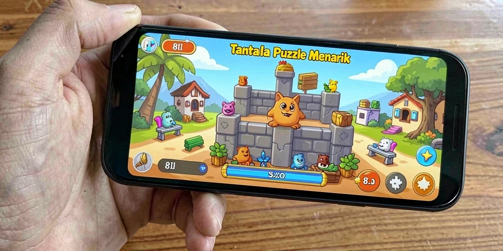 Screenshot dari gameplay menantang 8II pada level Puzzle.