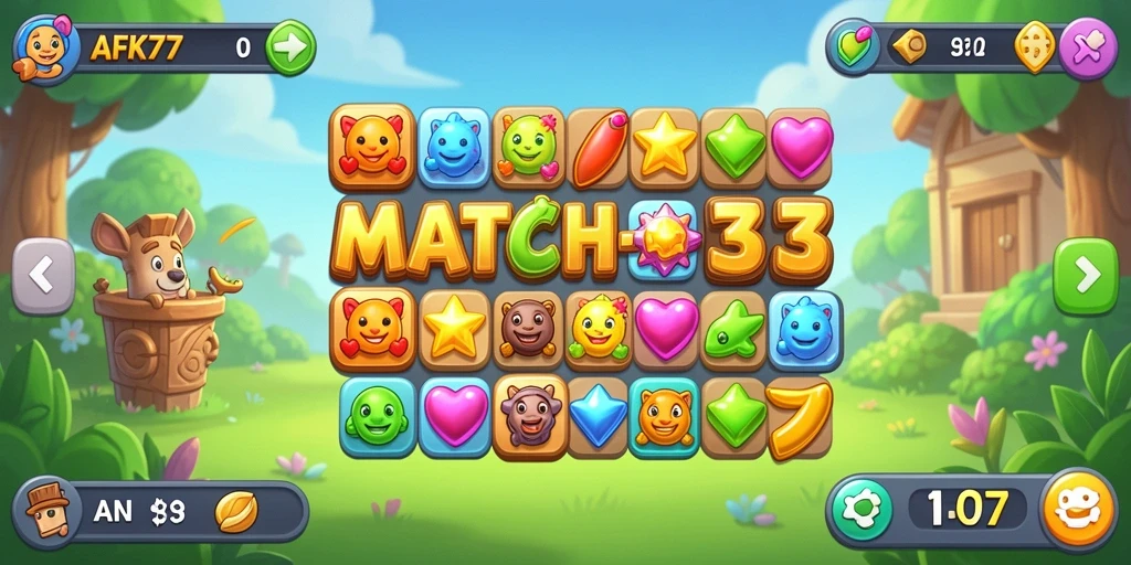 Screenshot AFK77 menampilkan keseruan gameplay Match-3 yang menantang.