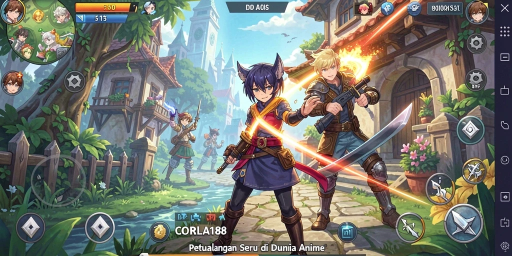 Screenshot gameplay CORLA188 menunjukkan aksi seru karakter Anime.