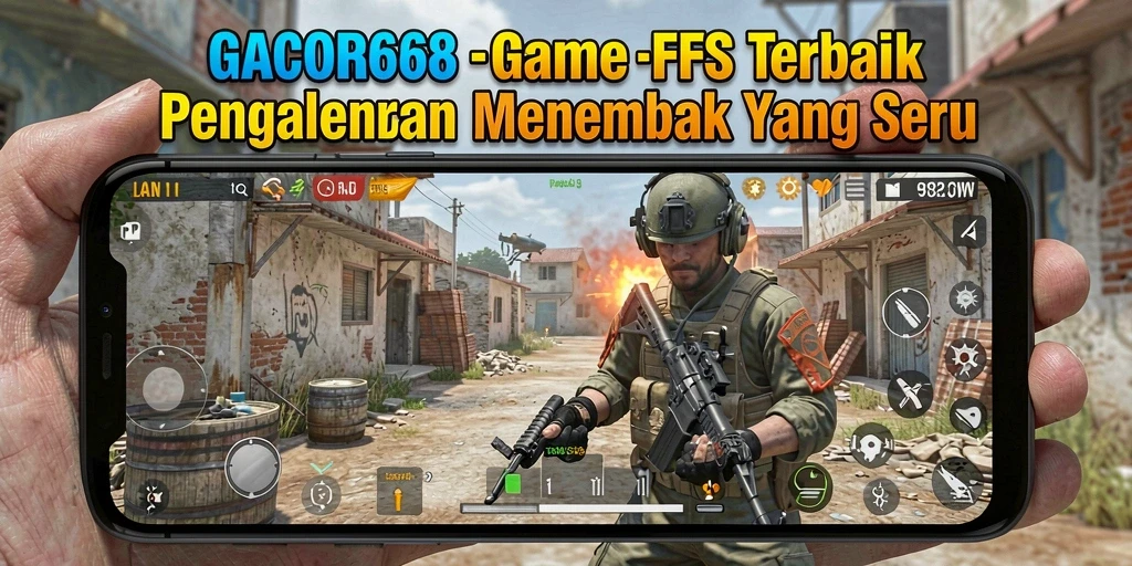 Screenshot menampilkan aksi menegangkan dalam gameplay FPS GACOR668.
