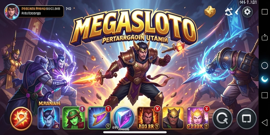 Tangkapan layar MEGASLOTO menampilkan aksi pertarungan yang memukau dan gameplay menarik.