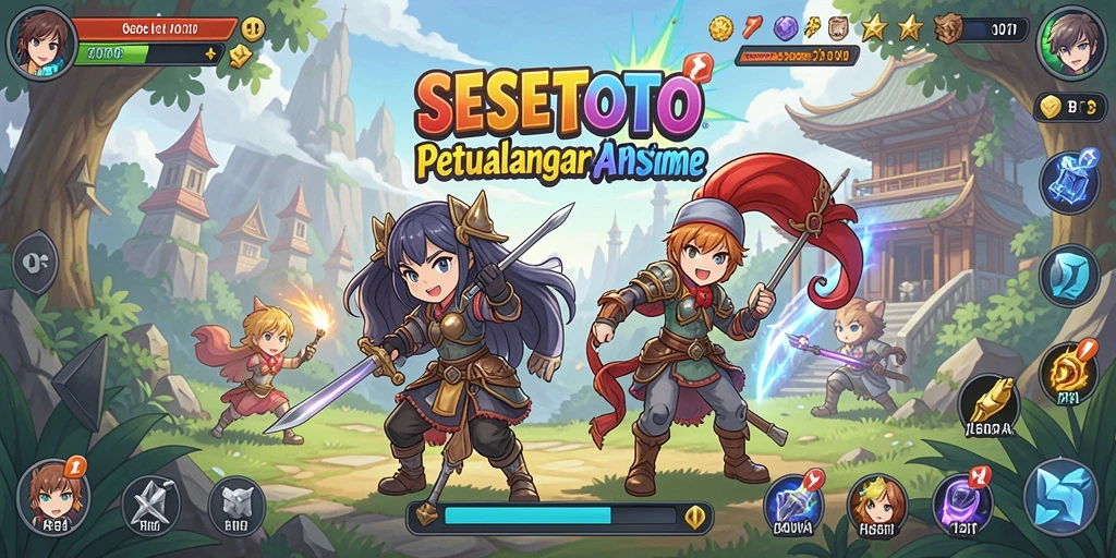 Screenshot utama SESETOTO menampilkan karakter anime dalam aksi pertarungan.