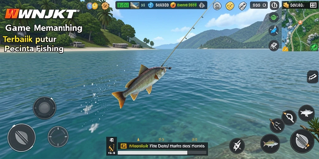Tampilan gameplay WINJKT menampilkan pengalaman memancing yang mendebarkan.