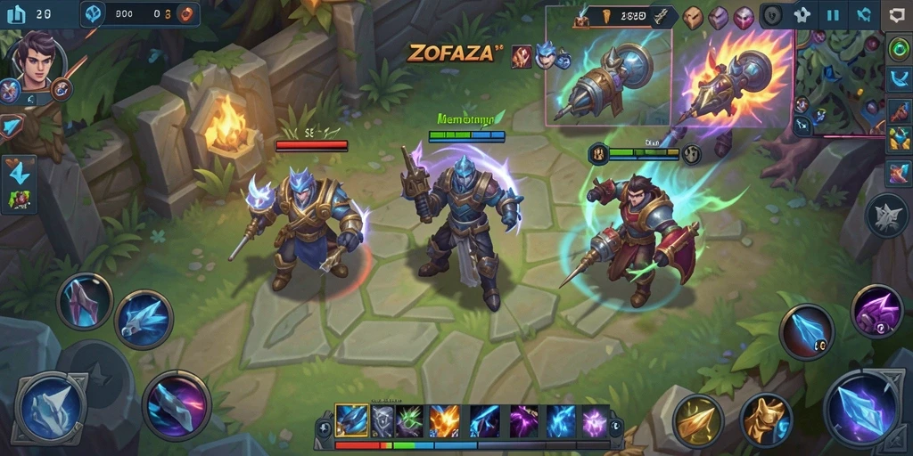 Gameplay ZOFAZA yang seru dan penuh aksi di arena MOBA.